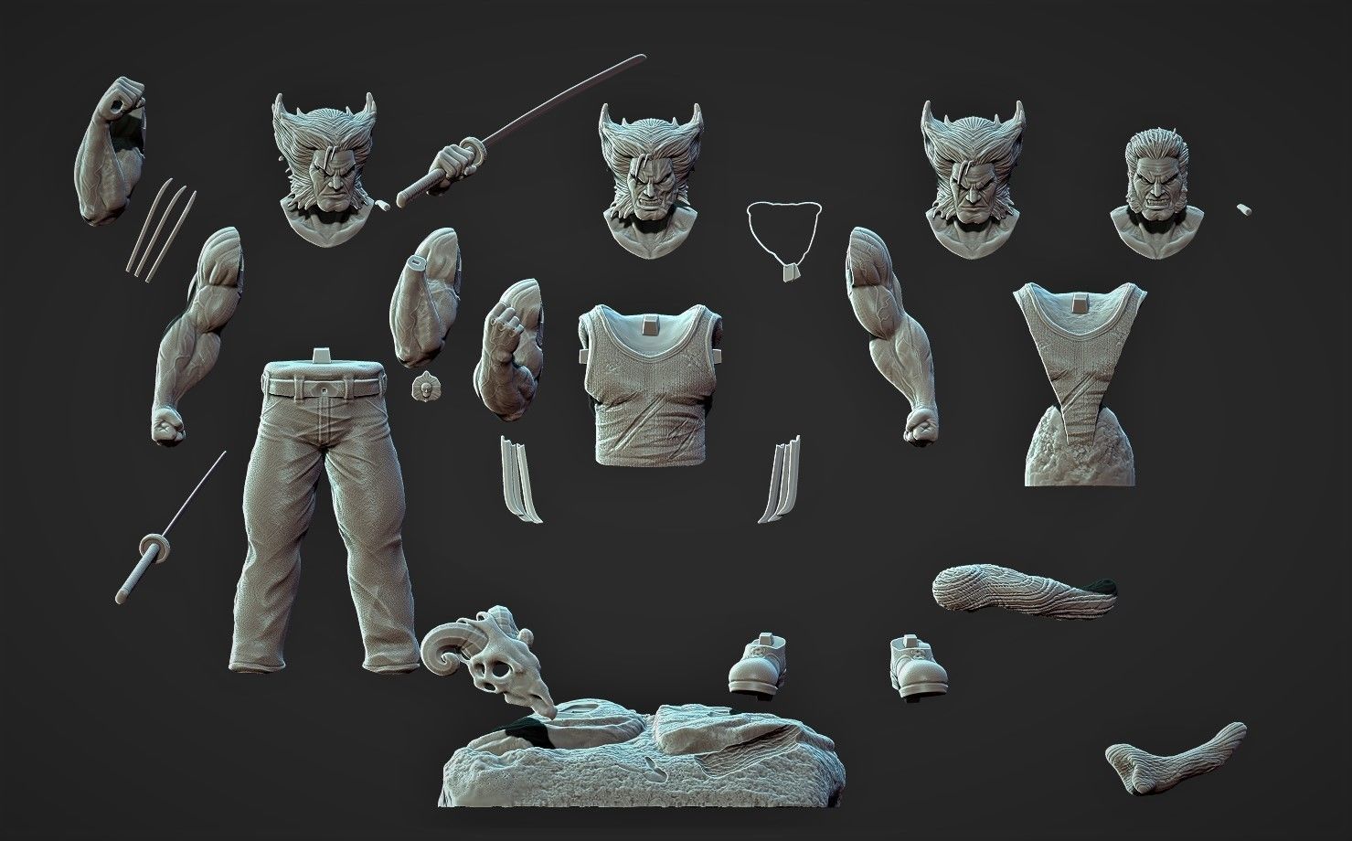 Logan wolverine statue 3D print model_14