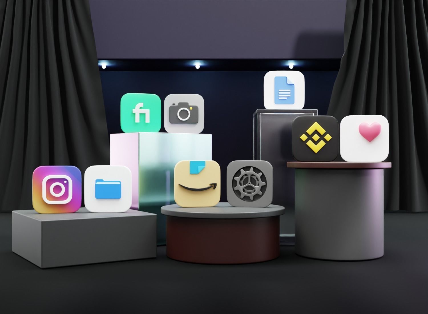 ios 15 Big Sur 3D SOCIAL MEDIA ICONS Low-poly 3D model 3D model_9