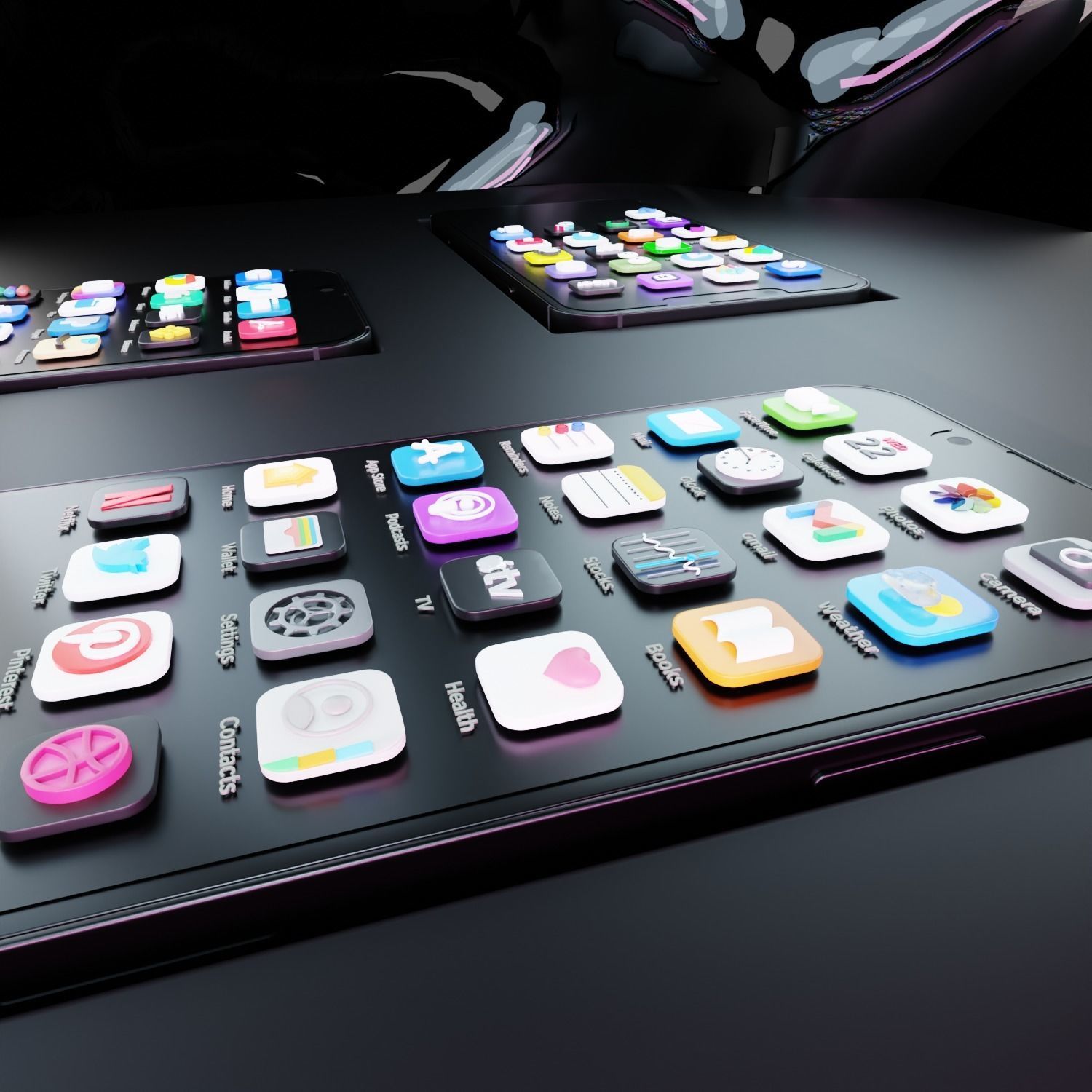 ios 15 Big Sur 3D SOCIAL MEDIA ICONS Low-poly 3D model 3D model_7