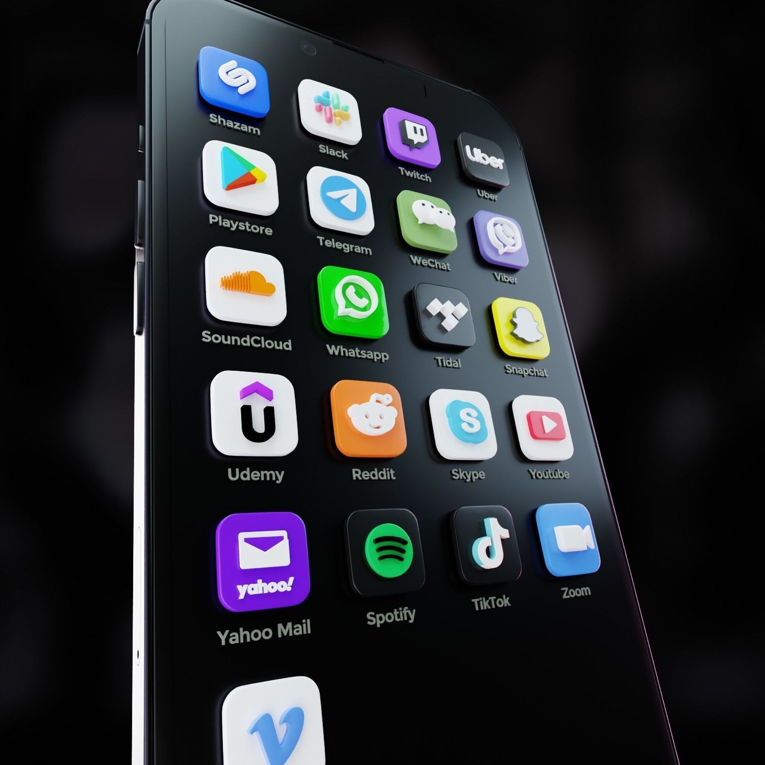 ios 15 Big Sur 3D SOCIAL MEDIA ICONS Low-poly 3D model 3D model_6