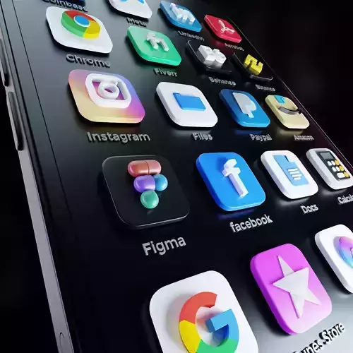 ios 15 Big Sur 3D SOCIAL MEDIA ICONS Low-poly 3D model