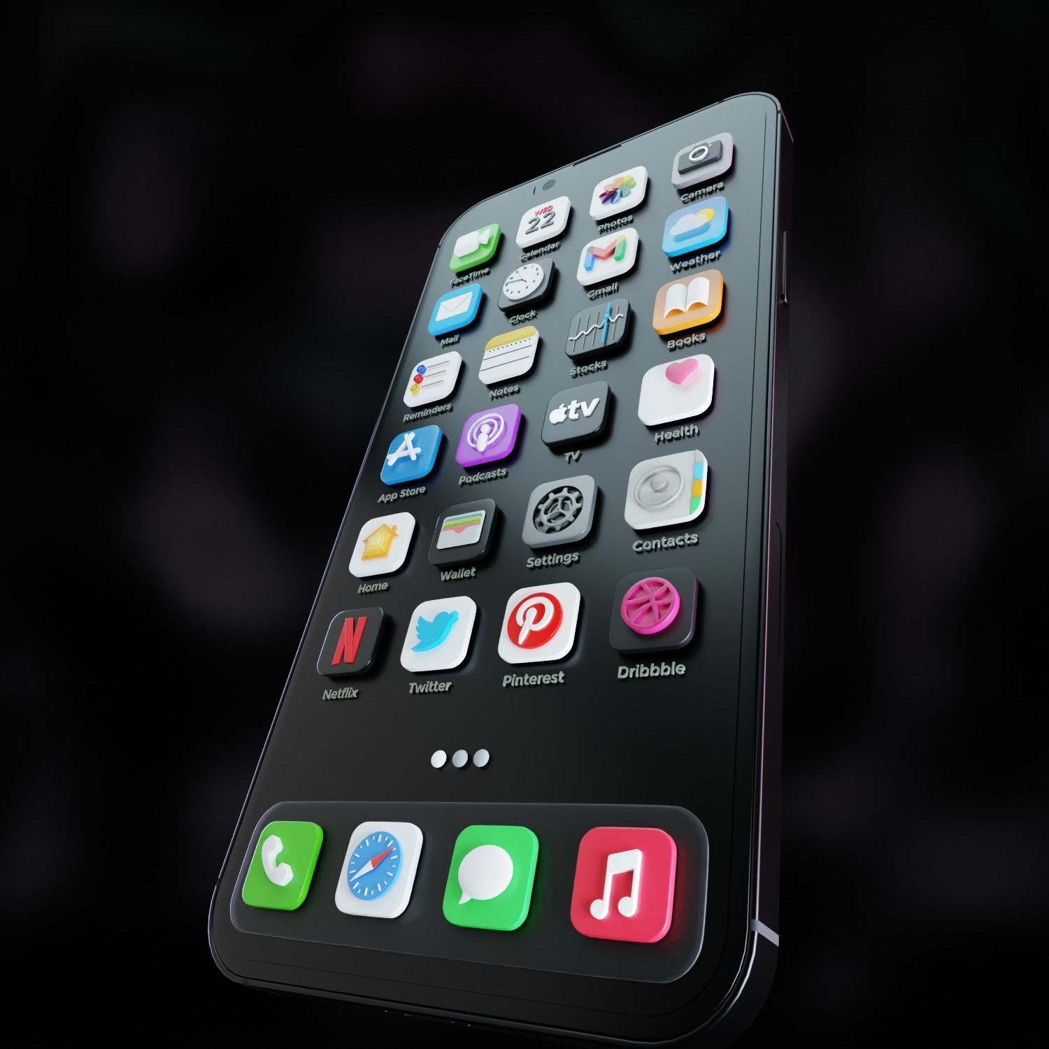 ios 15 Big Sur 3D SOCIAL MEDIA ICONS Low-poly 3D model 3D model_3