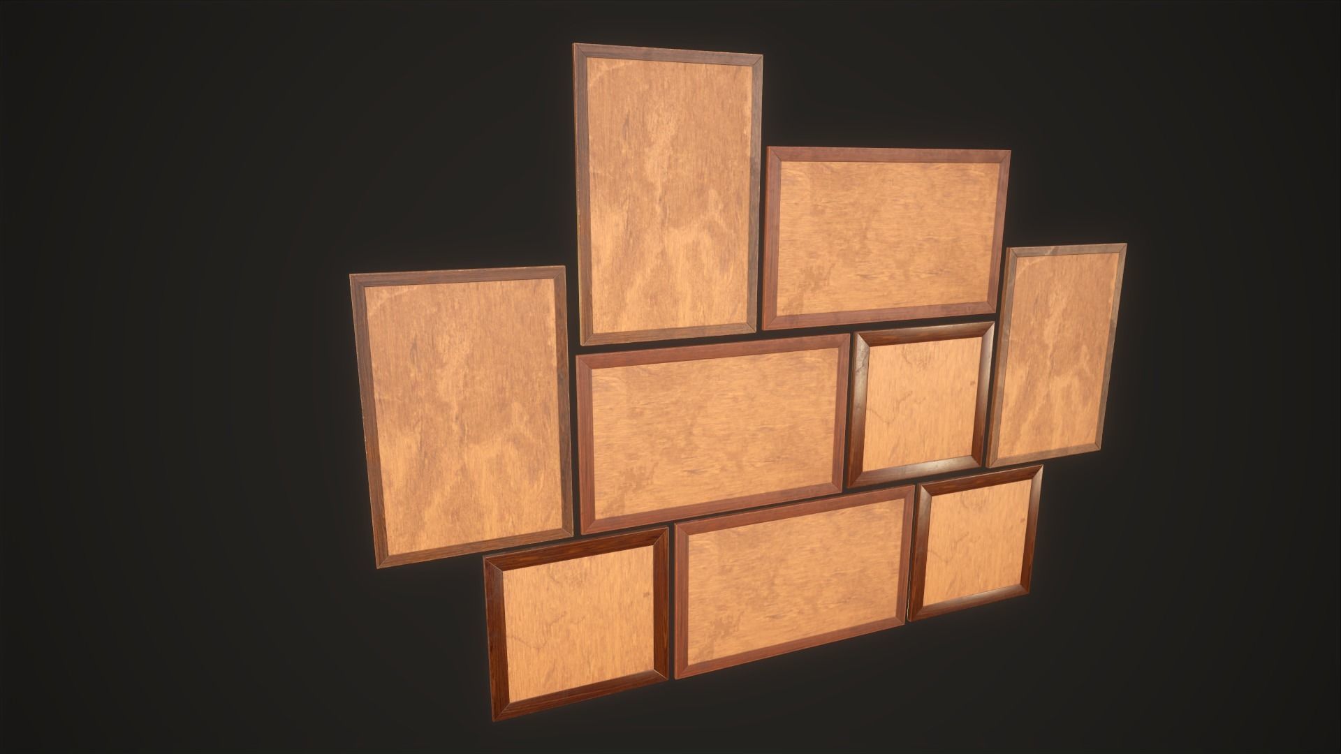 Set of vintage paintings Low-poly 3D model_11