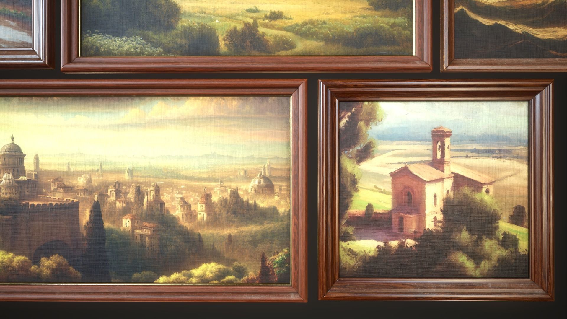 Set of vintage paintings Low-poly 3D model_5
