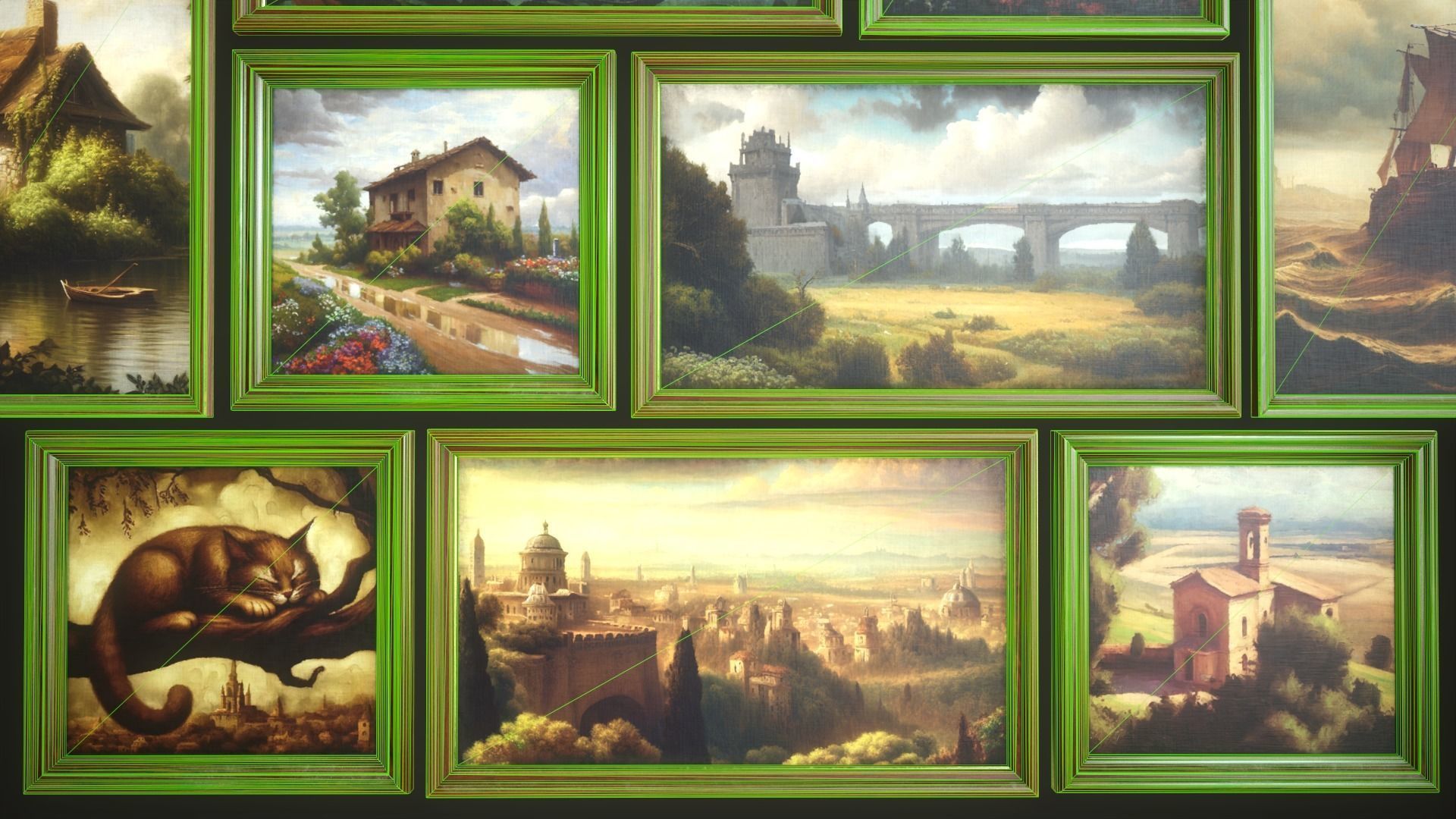 Set of vintage paintings Low-poly 3D model_8