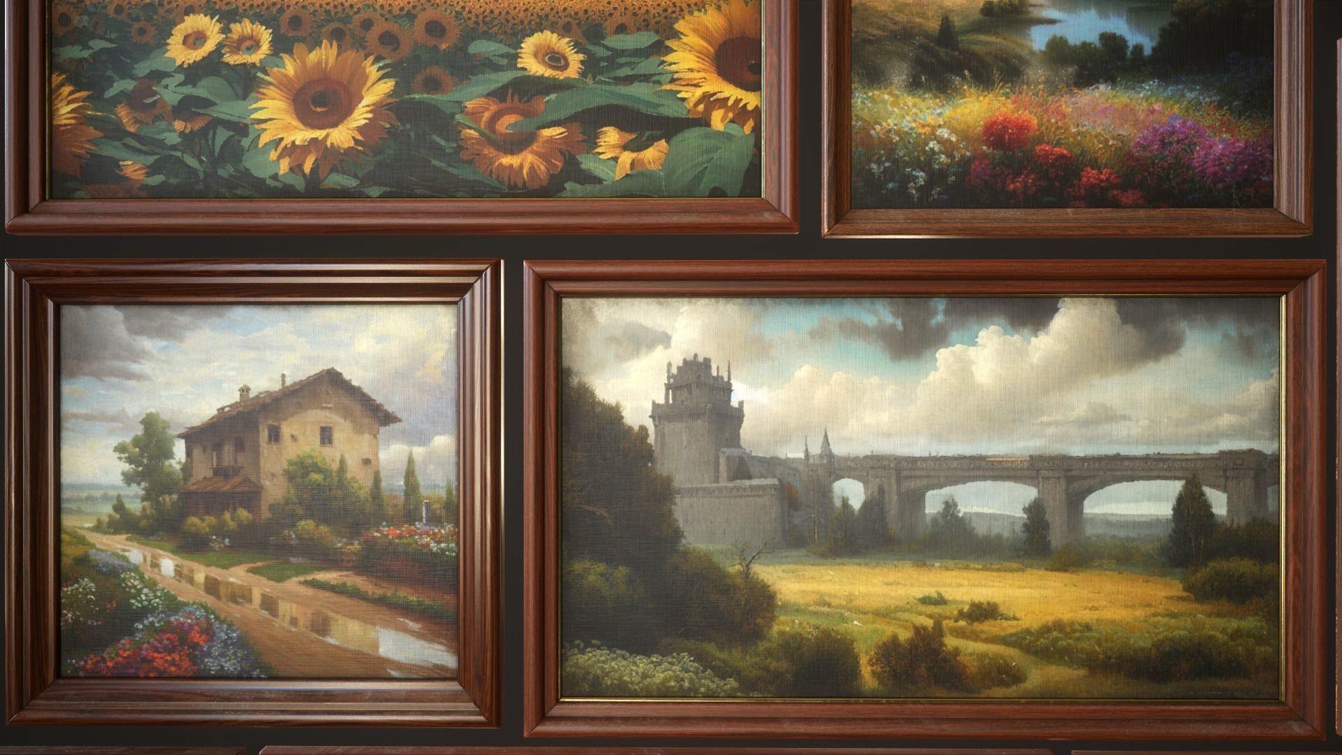 Set of vintage paintings Low-poly 3D model_6