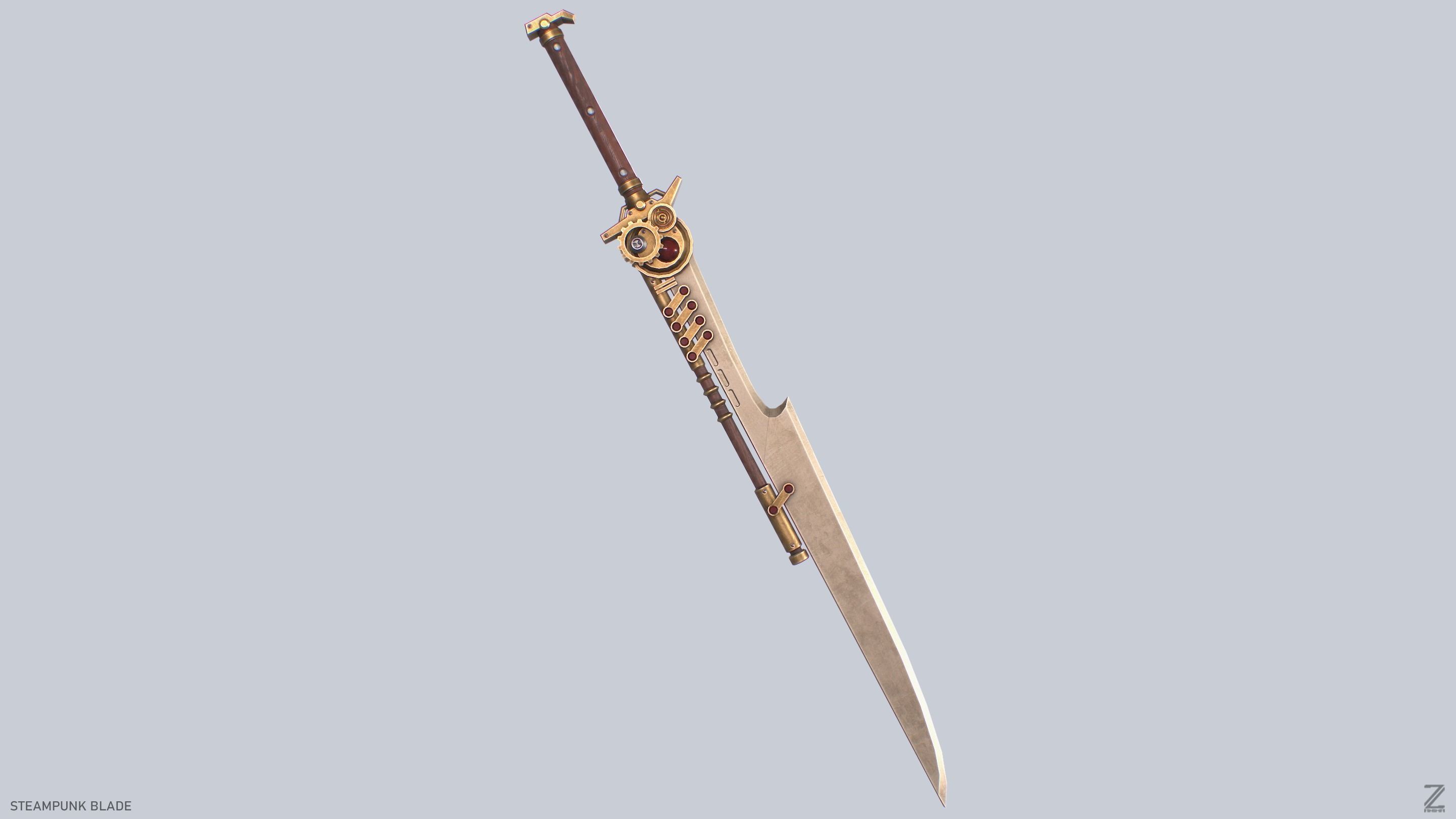 Steampunk blade Low-poly 3D model_6