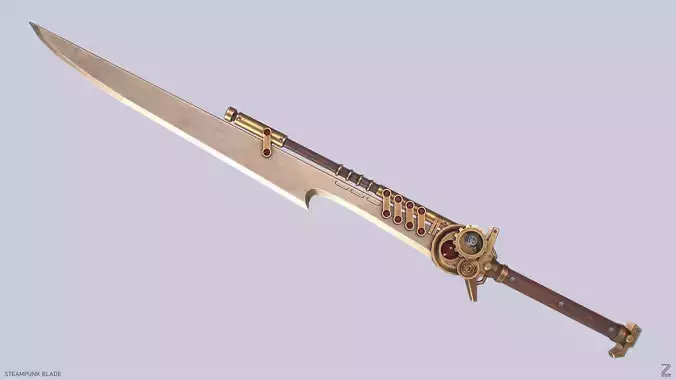 Steampunk blade Low-poly 3D model