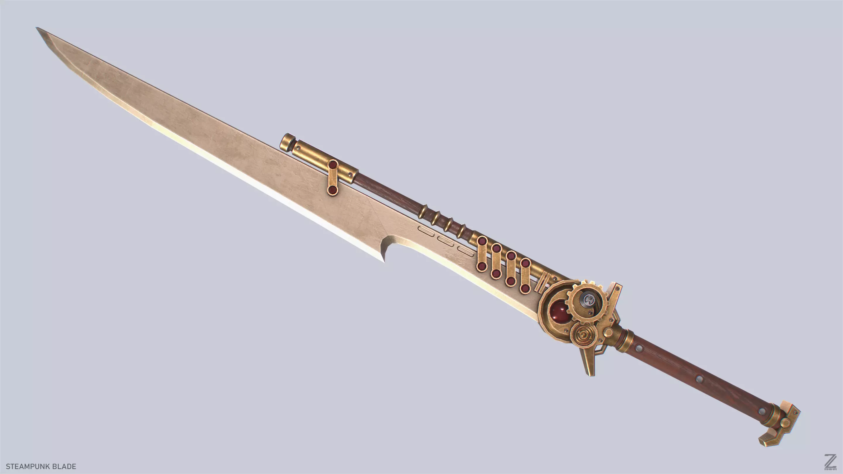 Steampunk blade Low-poly 3D model_0