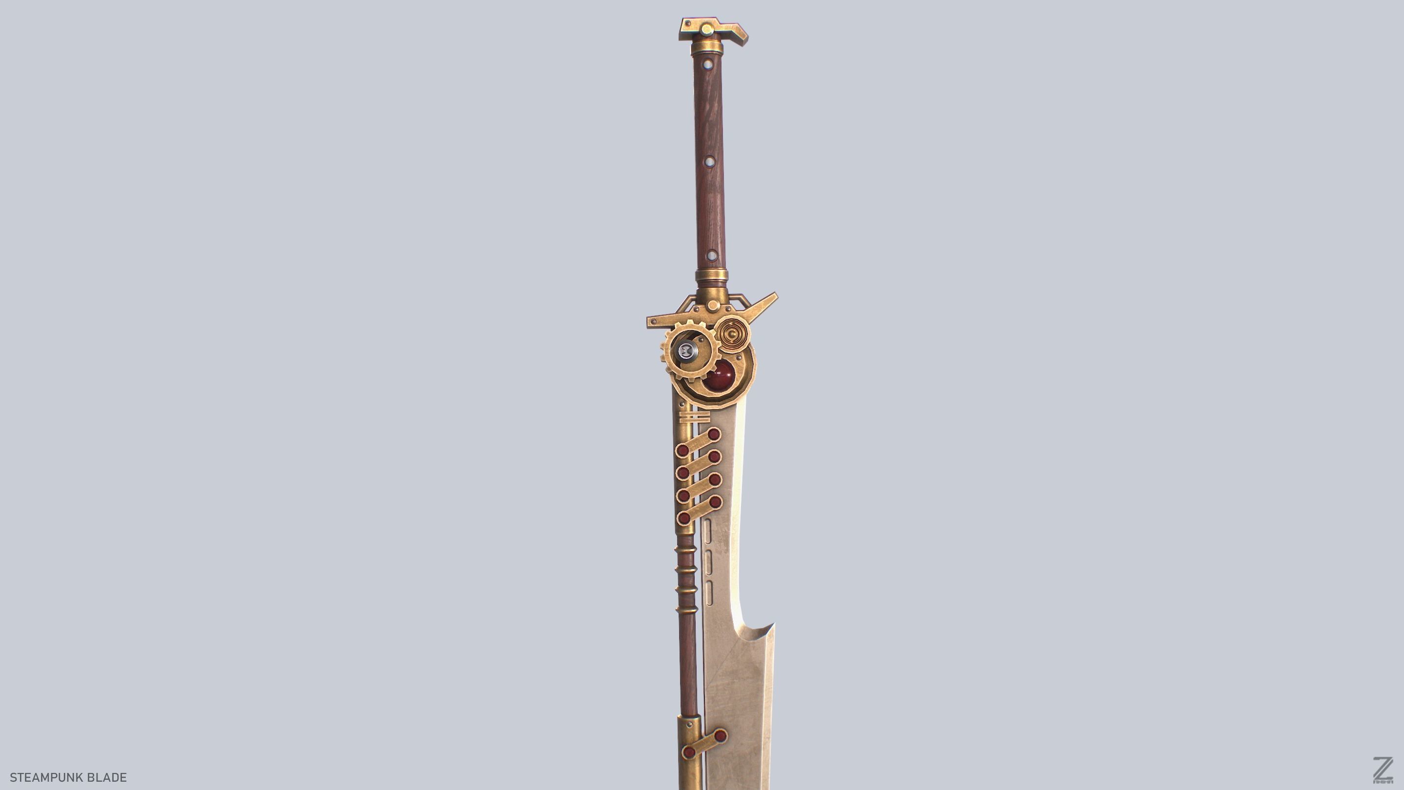 Steampunk blade Low-poly 3D model_8