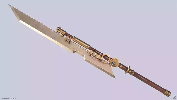 Steampunk blade Low-poly 3D model