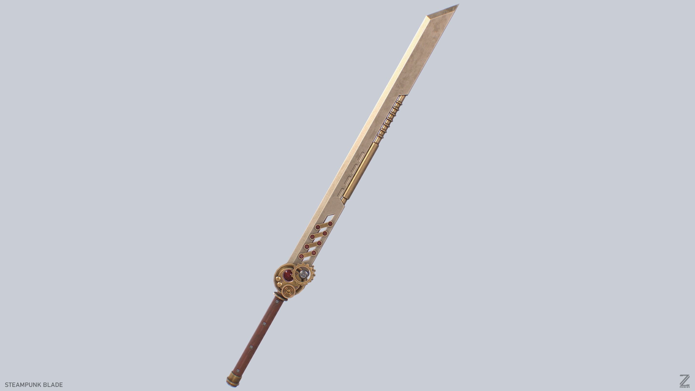 Steampunk blade Low-poly 3D model_7