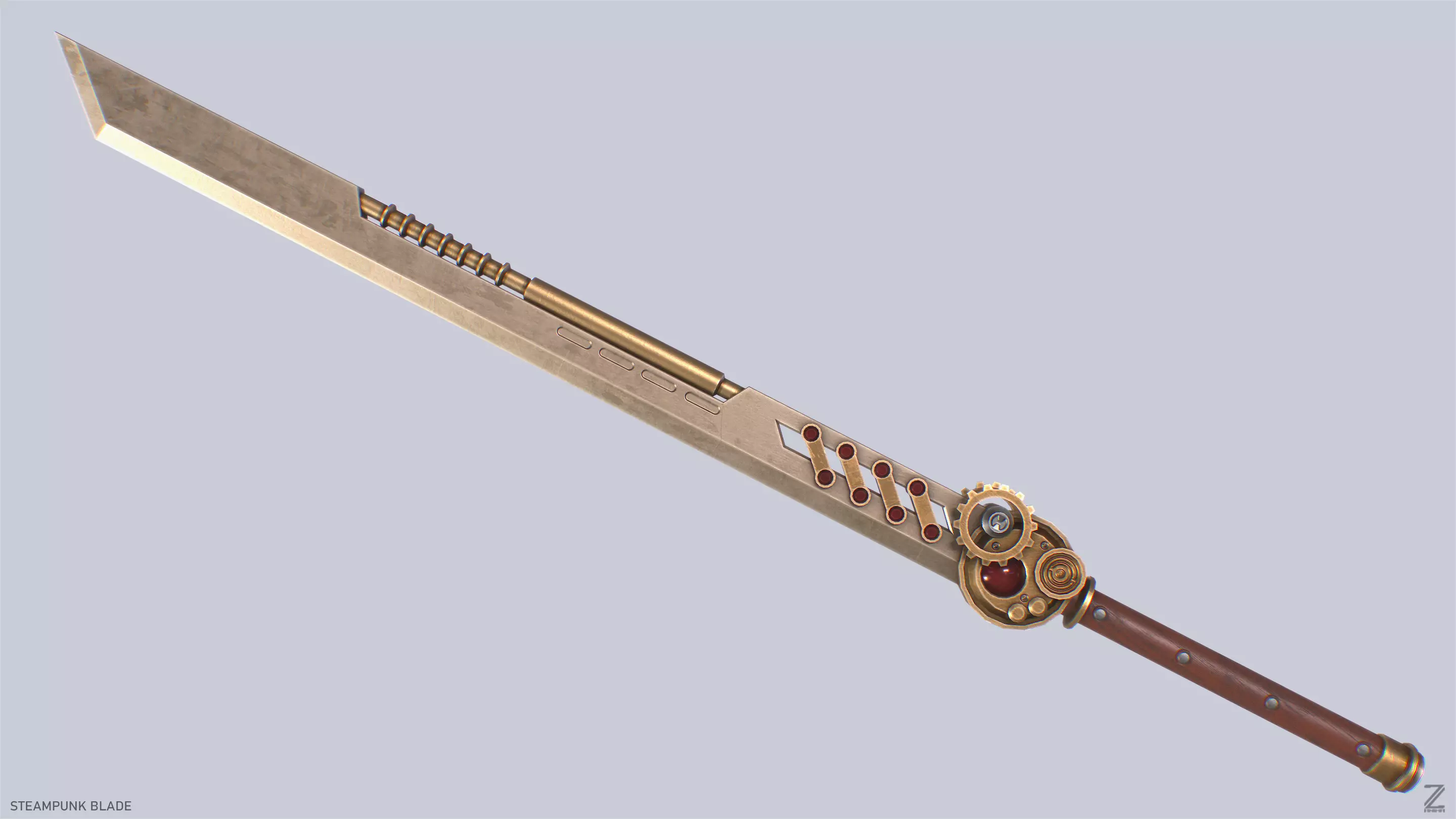 Steampunk blade Low-poly 3D model_0