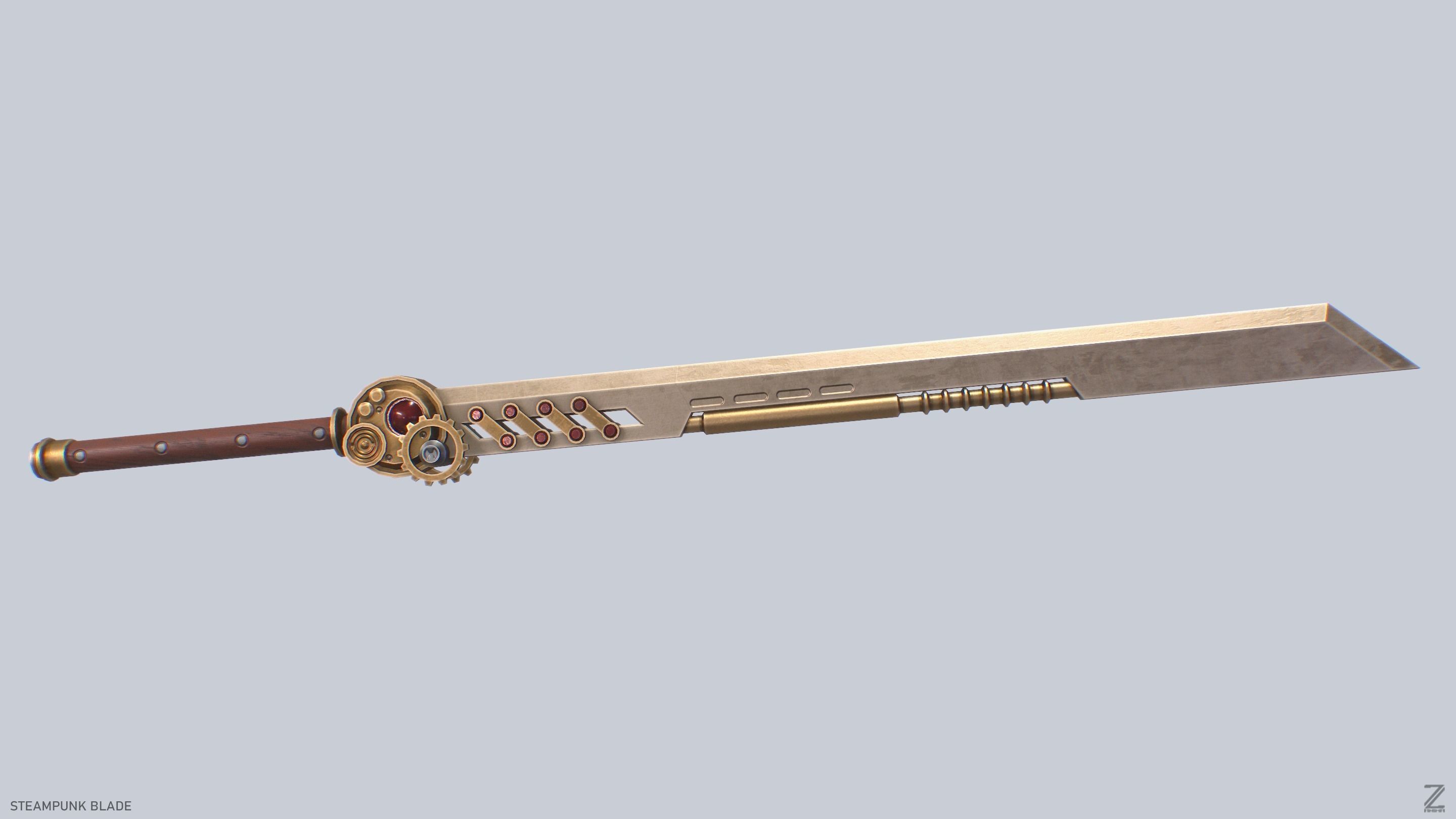 Steampunk blade Low-poly 3D model_5