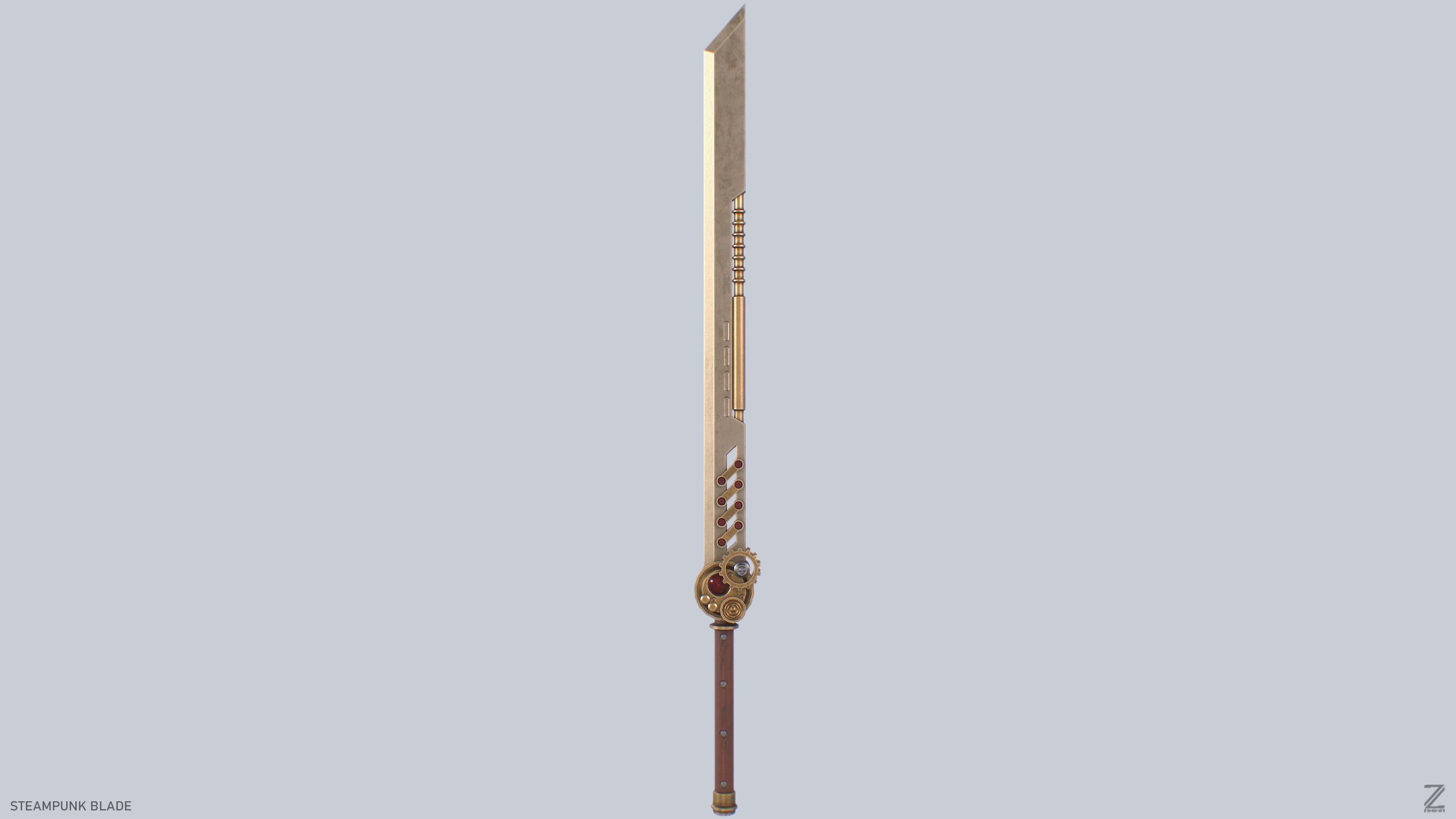 Steampunk blade Low-poly 3D model_6