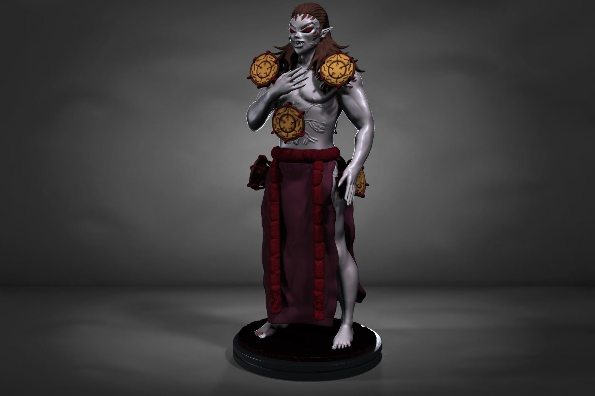 KYOGAI statue of woman with long hair 3D print model_8