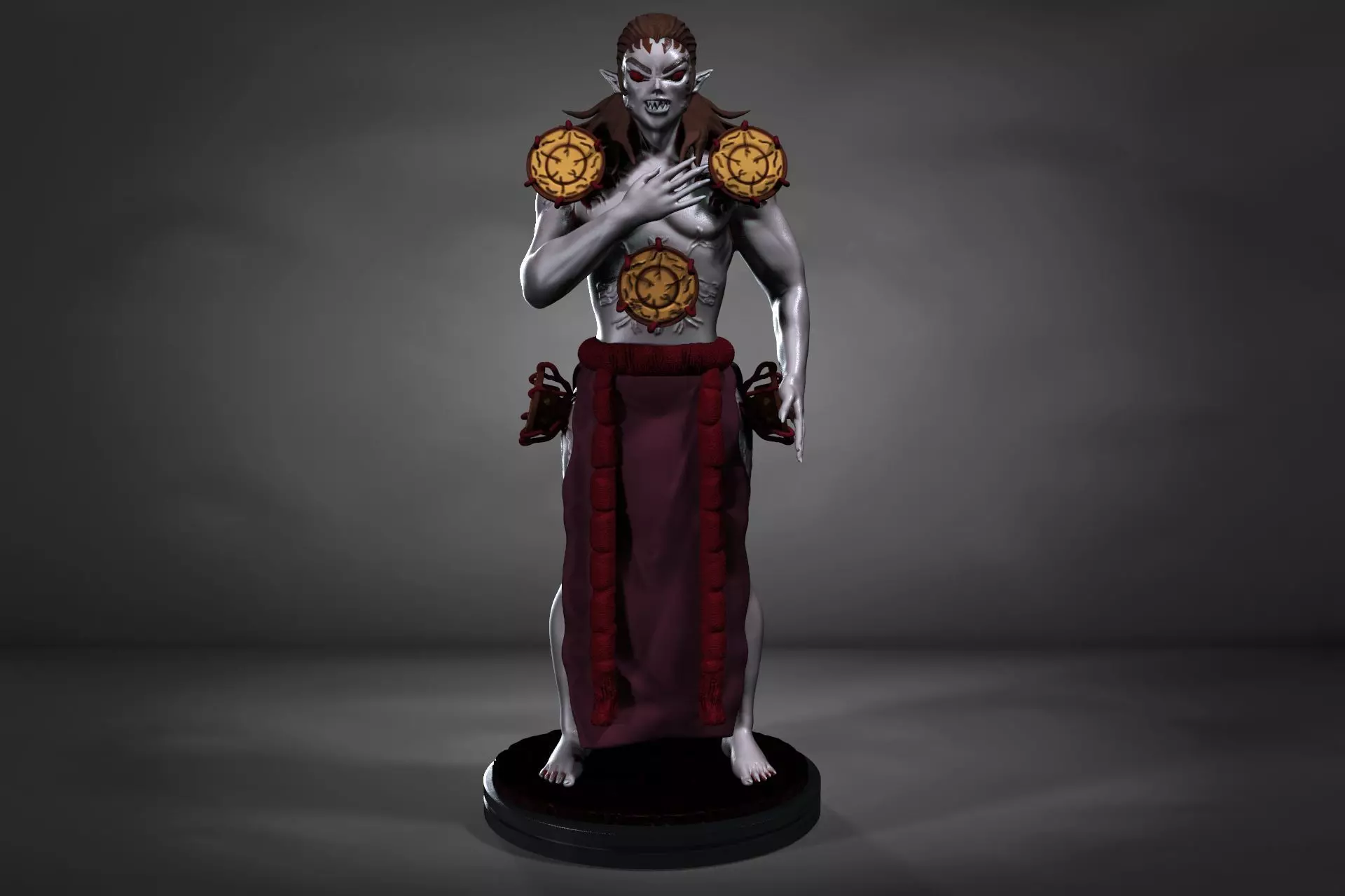 KYOGAI statue of woman with long hair 3D print model_0