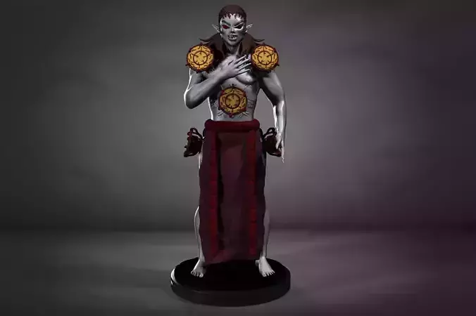 KYOGAI statue of woman with long hair 3D print model