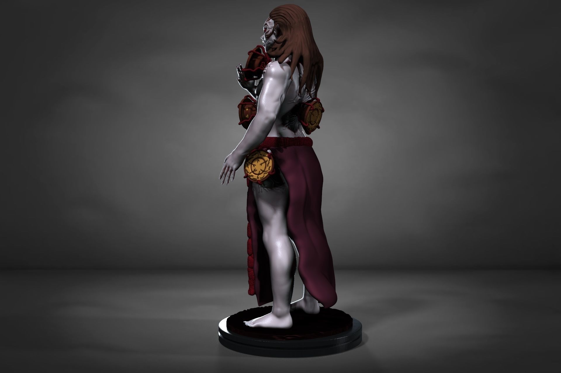 KYOGAI statue of woman with long hair 3D print model_6