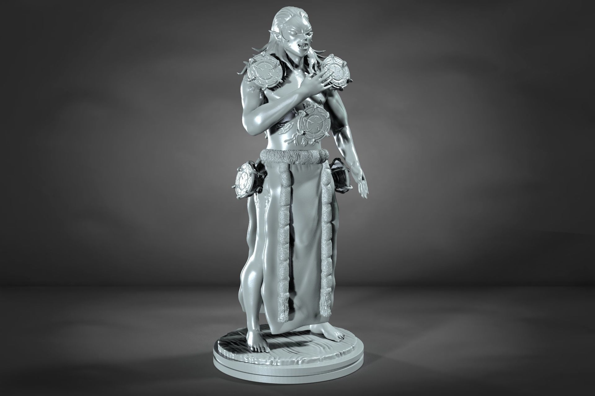 KYOGAI statue of woman with long hair 3D print model_3