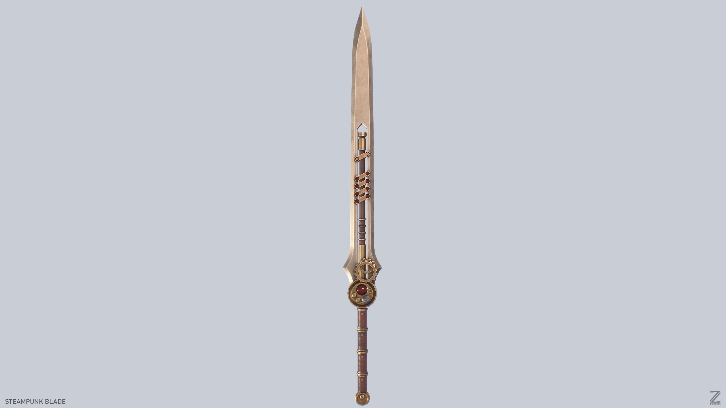 Steampunk blade Low-poly 3D model_5