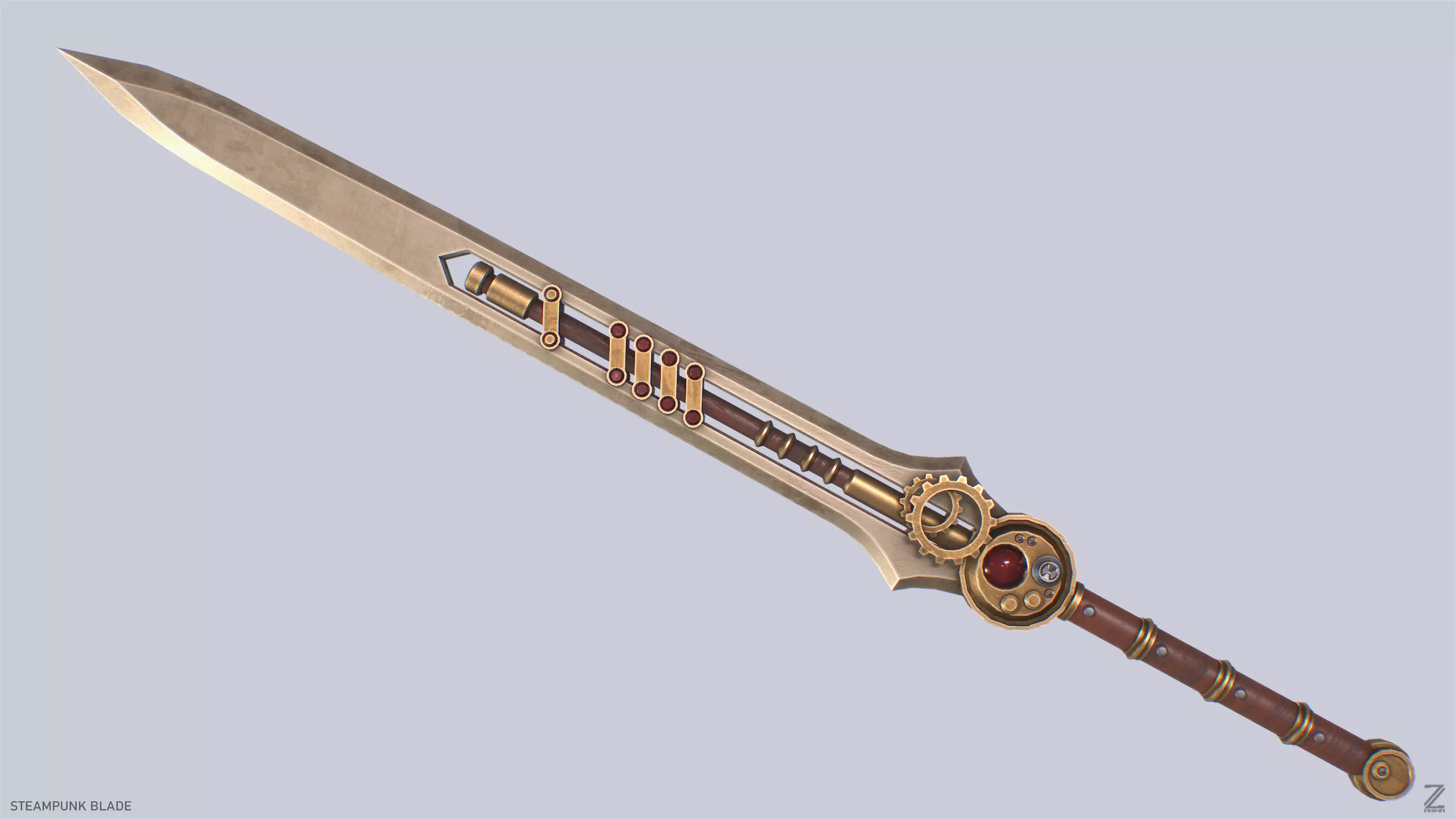 Steampunk blade Low-poly 3D model_0