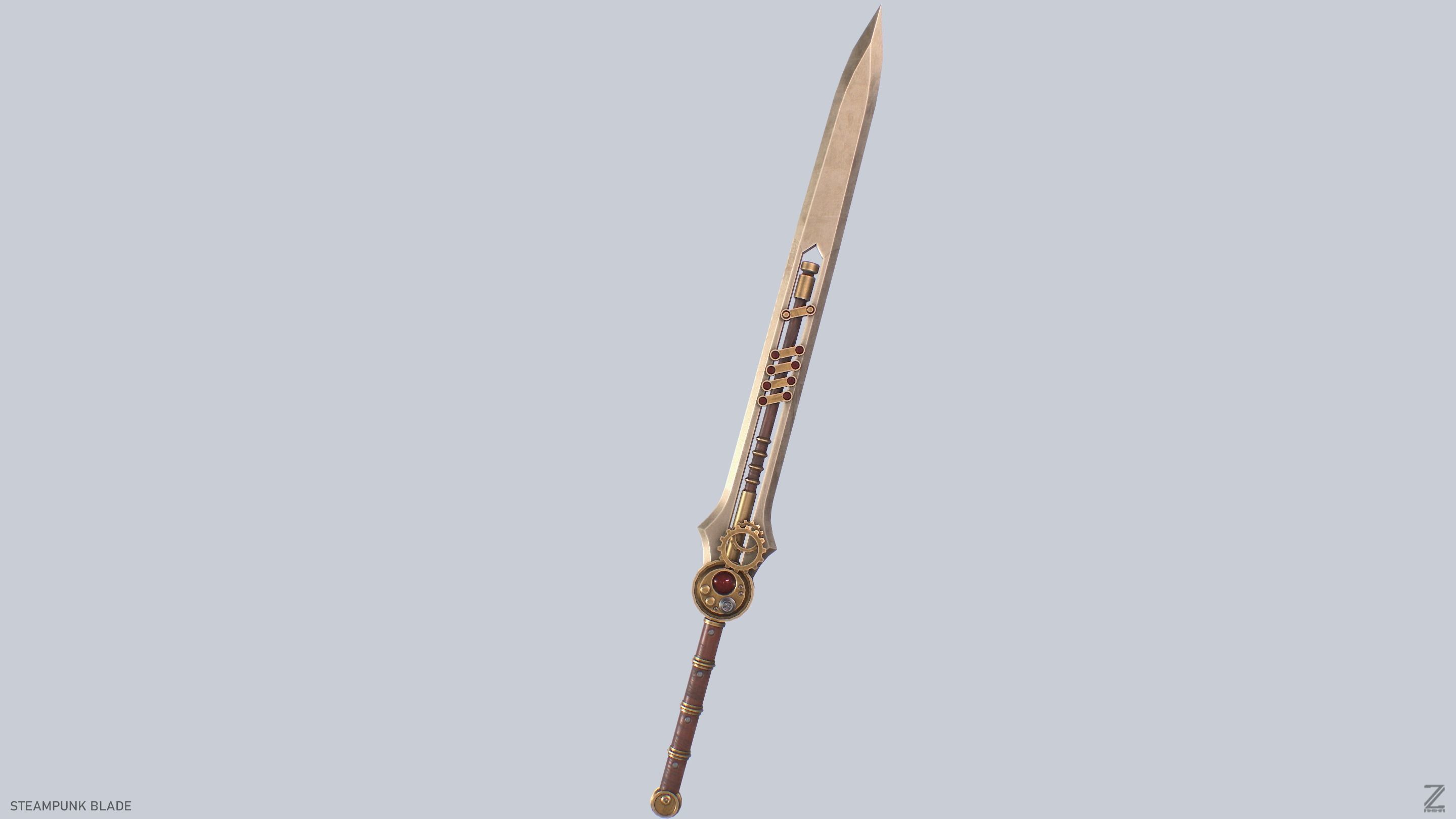 Steampunk blade Low-poly 3D model_6
