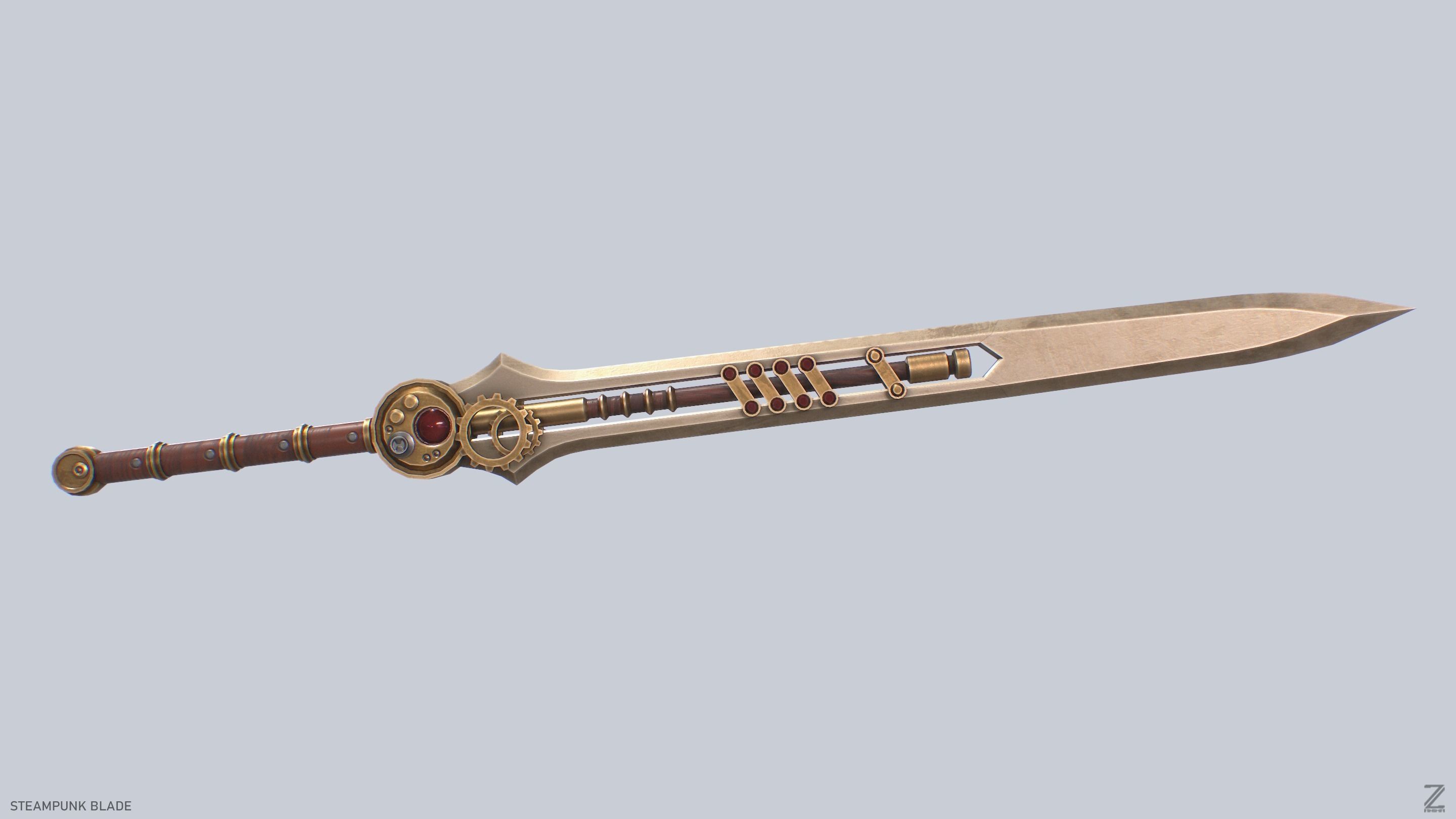Steampunk blade Low-poly 3D model_7