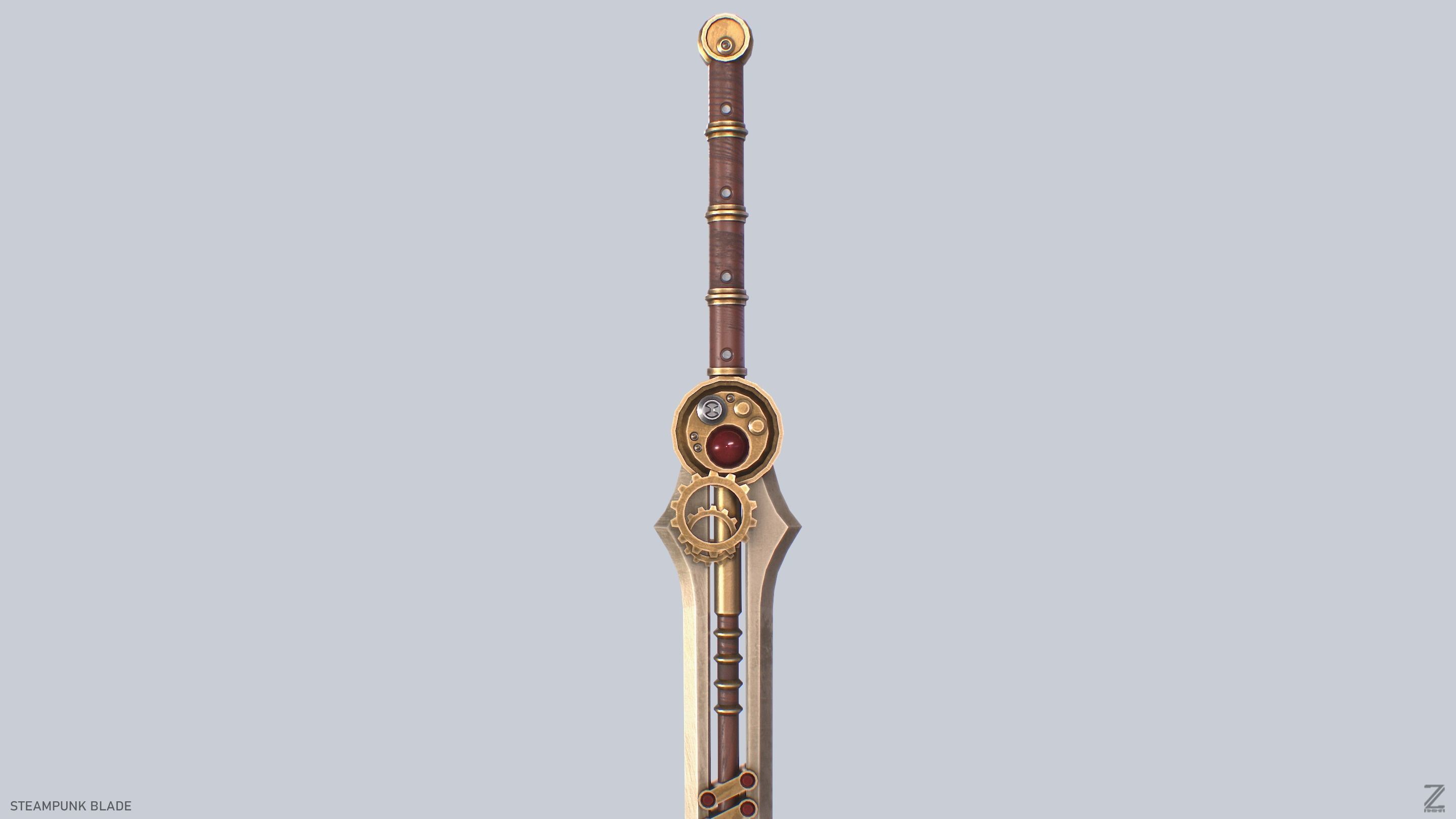 Steampunk blade Low-poly 3D model_2
