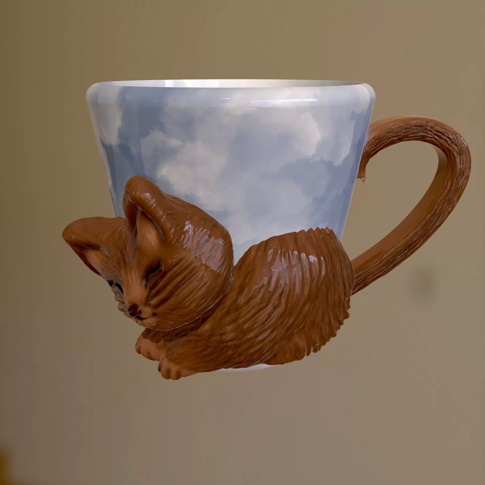 Cat mug TAZA GATO 3D print model_0
