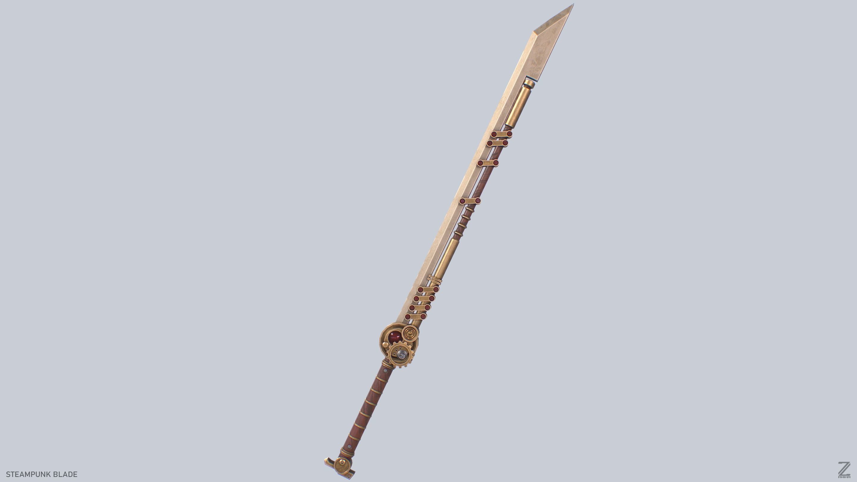 Steampunk blade Low-poly 3D model_7
