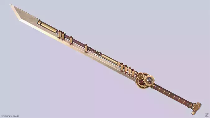 Steampunk blade Low-poly 3D model