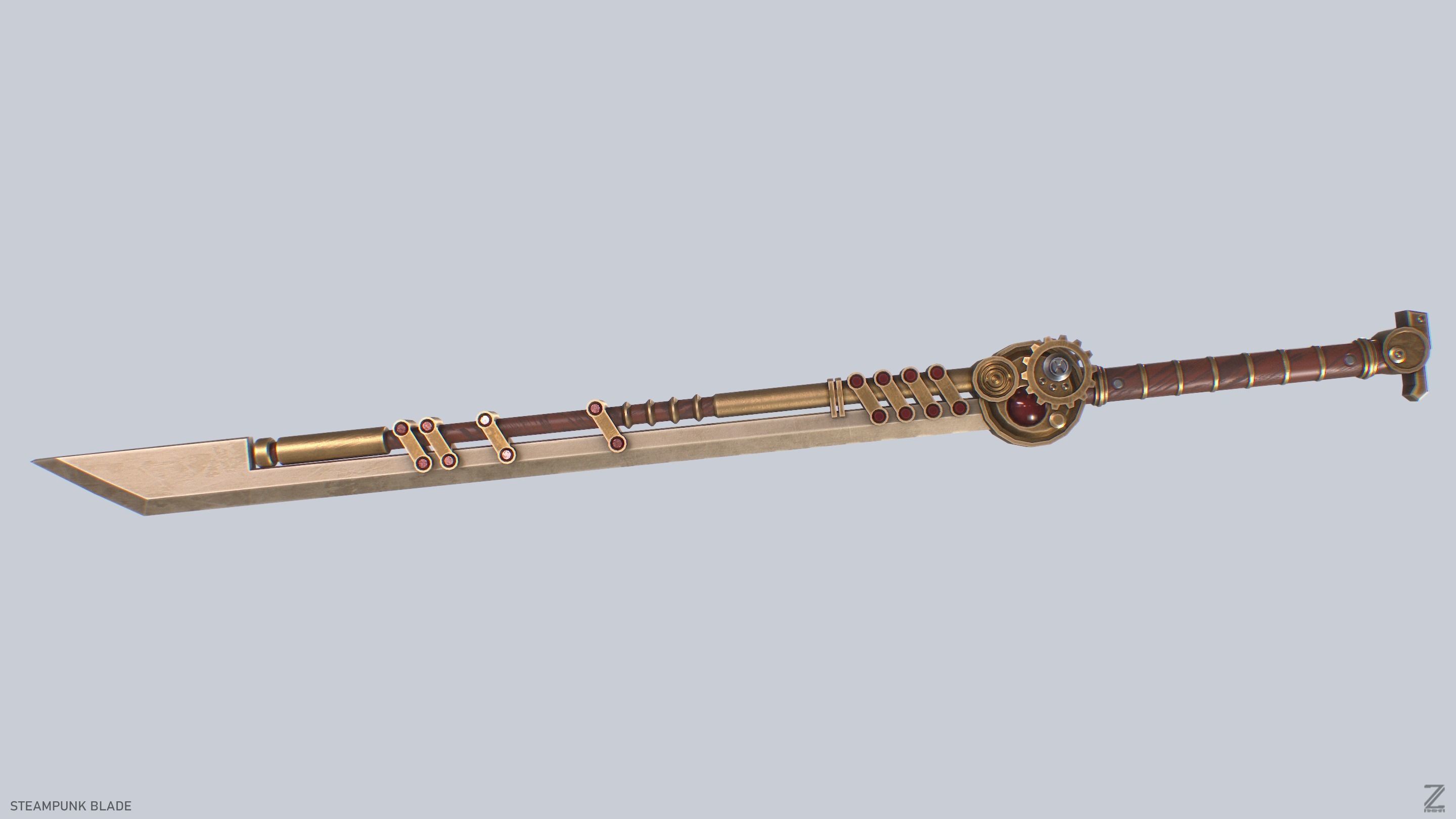 Steampunk blade Low-poly 3D model_6