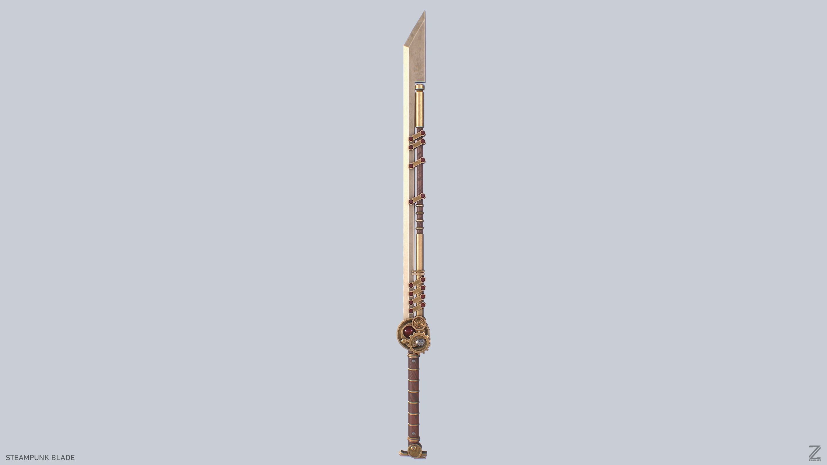 Steampunk blade Low-poly 3D model_2