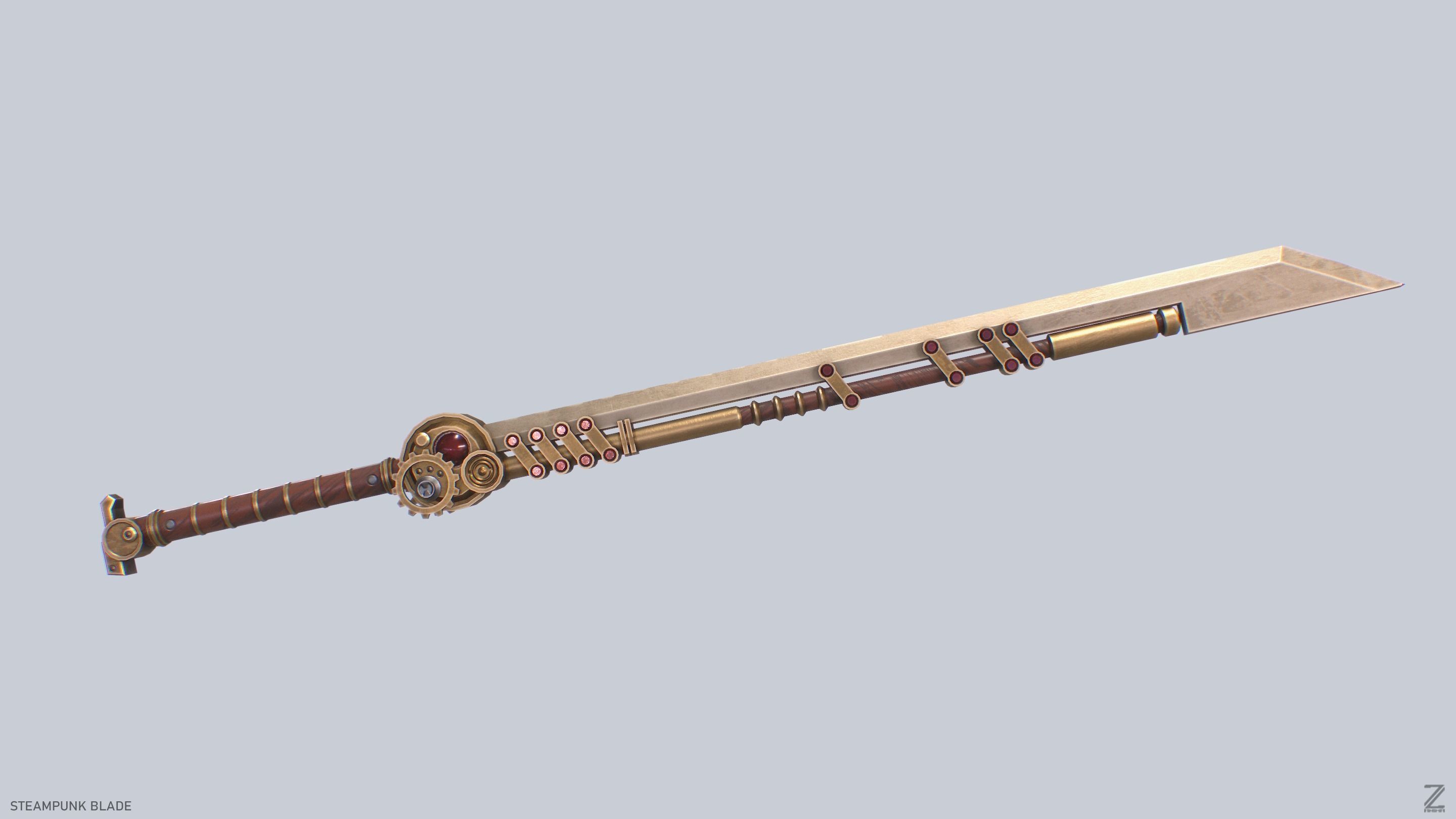 Steampunk blade Low-poly 3D model_8