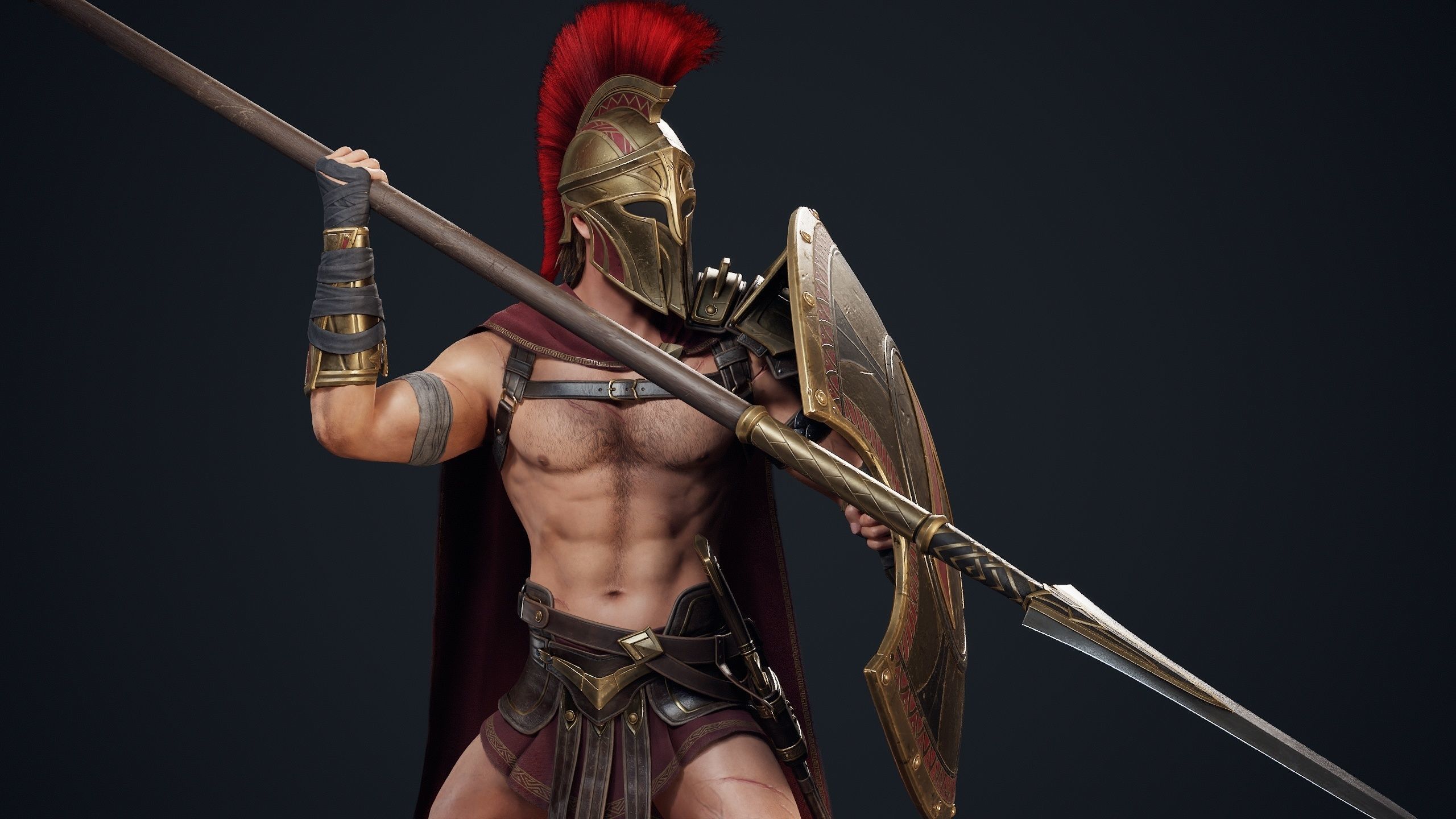 Spartan Hoplite - Game Ready Low-poly 3D model_10