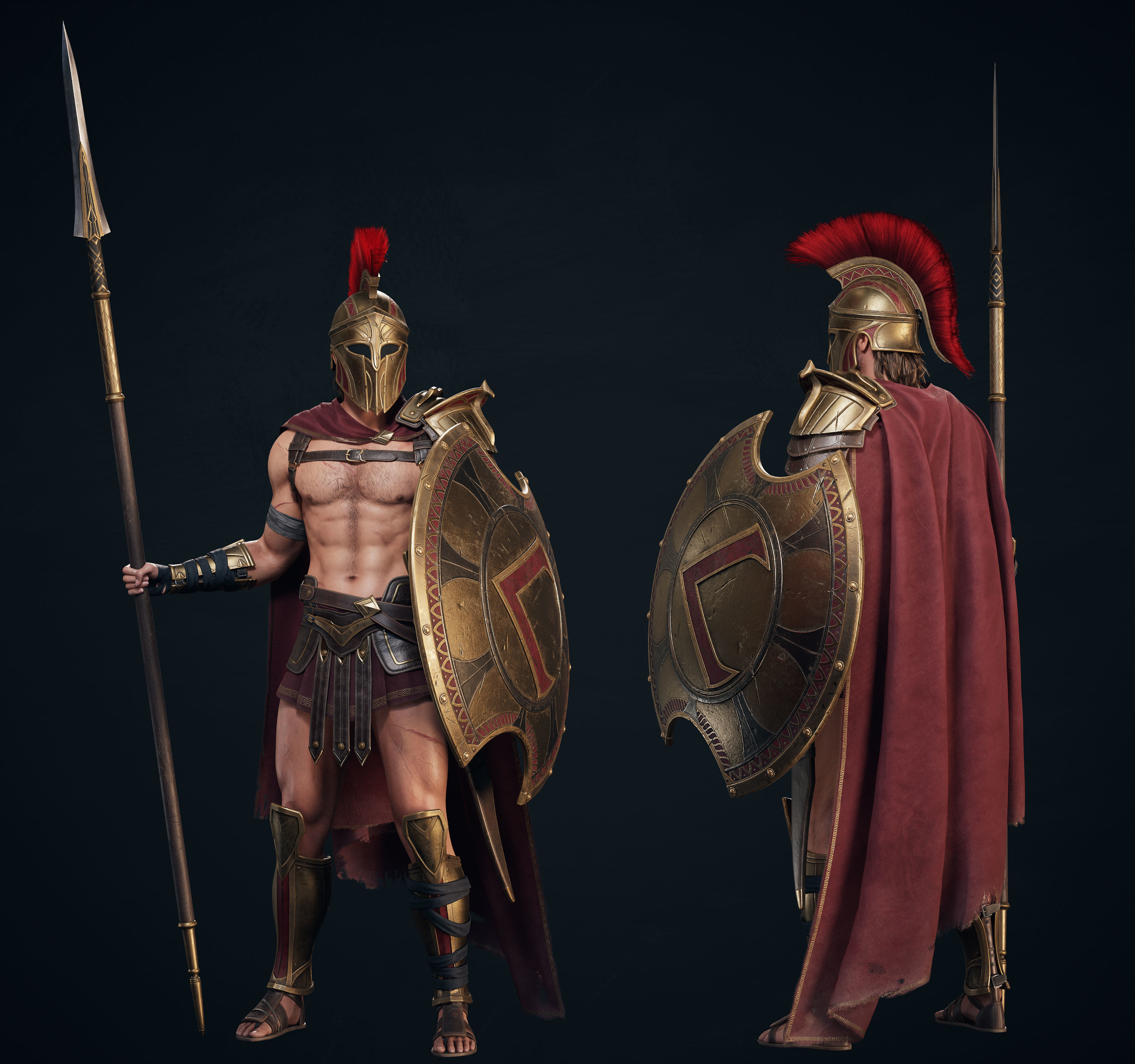 Spartan Hoplite - Game Ready Low-poly 3D model_4
