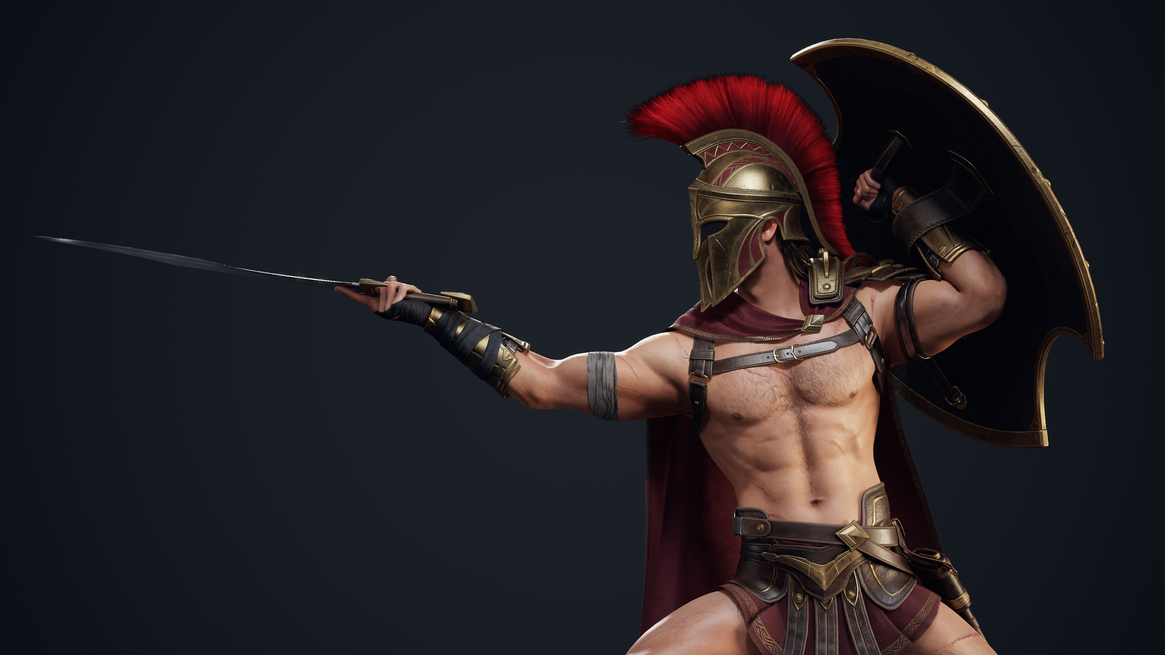 Spartan Hoplite - Game Ready Low-poly 3D model_9