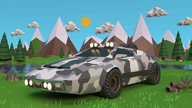 Racing Car Low-poly 3D model