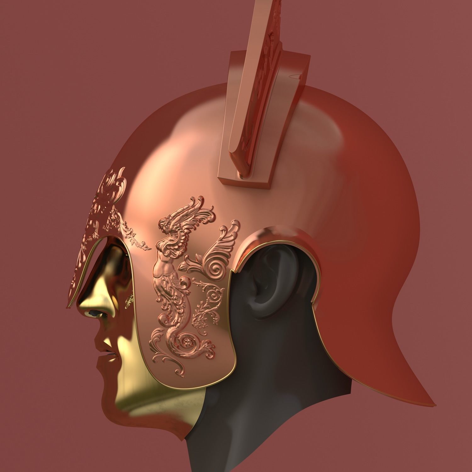 Roman Praetorian Centurion Helmet and Mask 3D print model_3