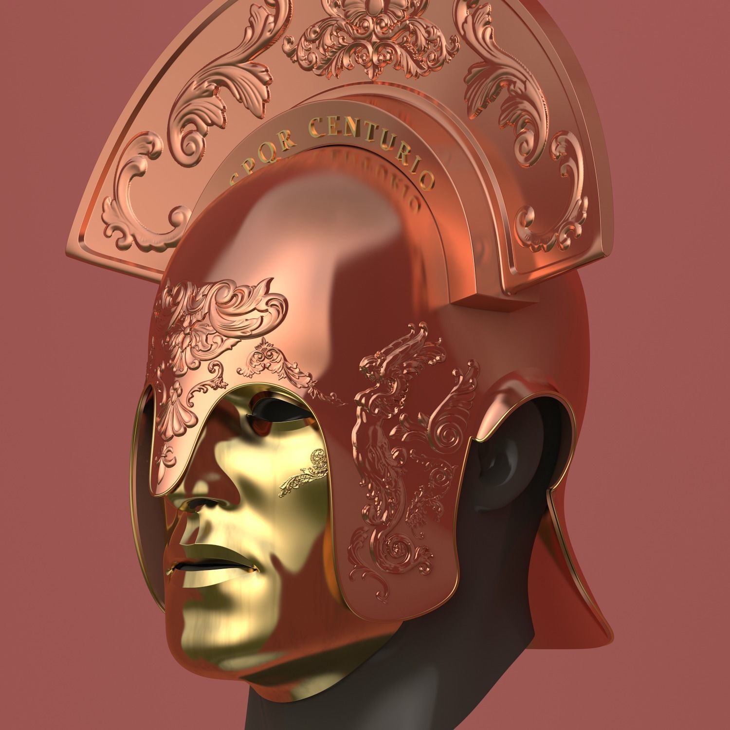 Roman Praetorian Centurion Helmet and Mask 3D print model_1