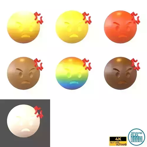 Angry Face With Anger Symbol Pack Vol 1 Low-poly 3D model