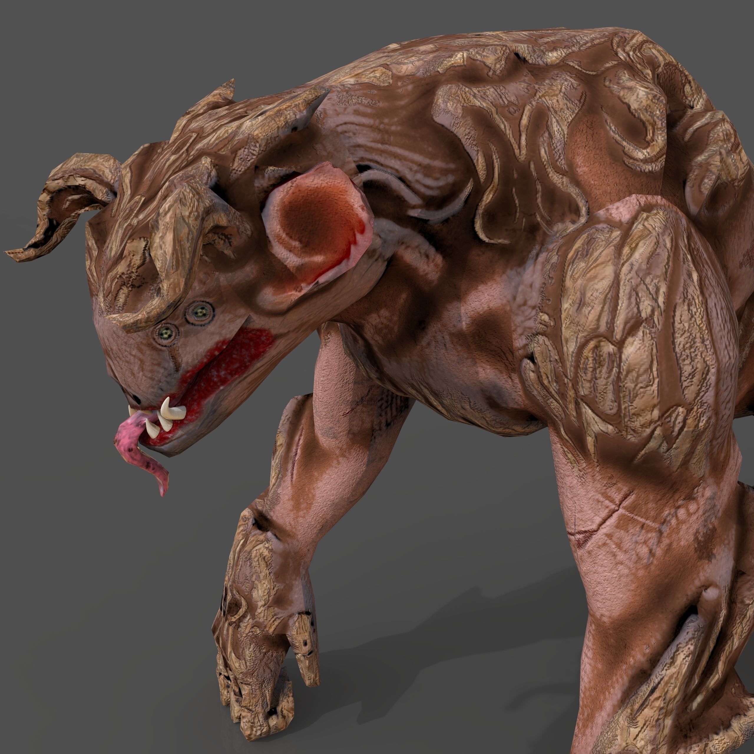 quadruped monster Low-poly 3D model_3