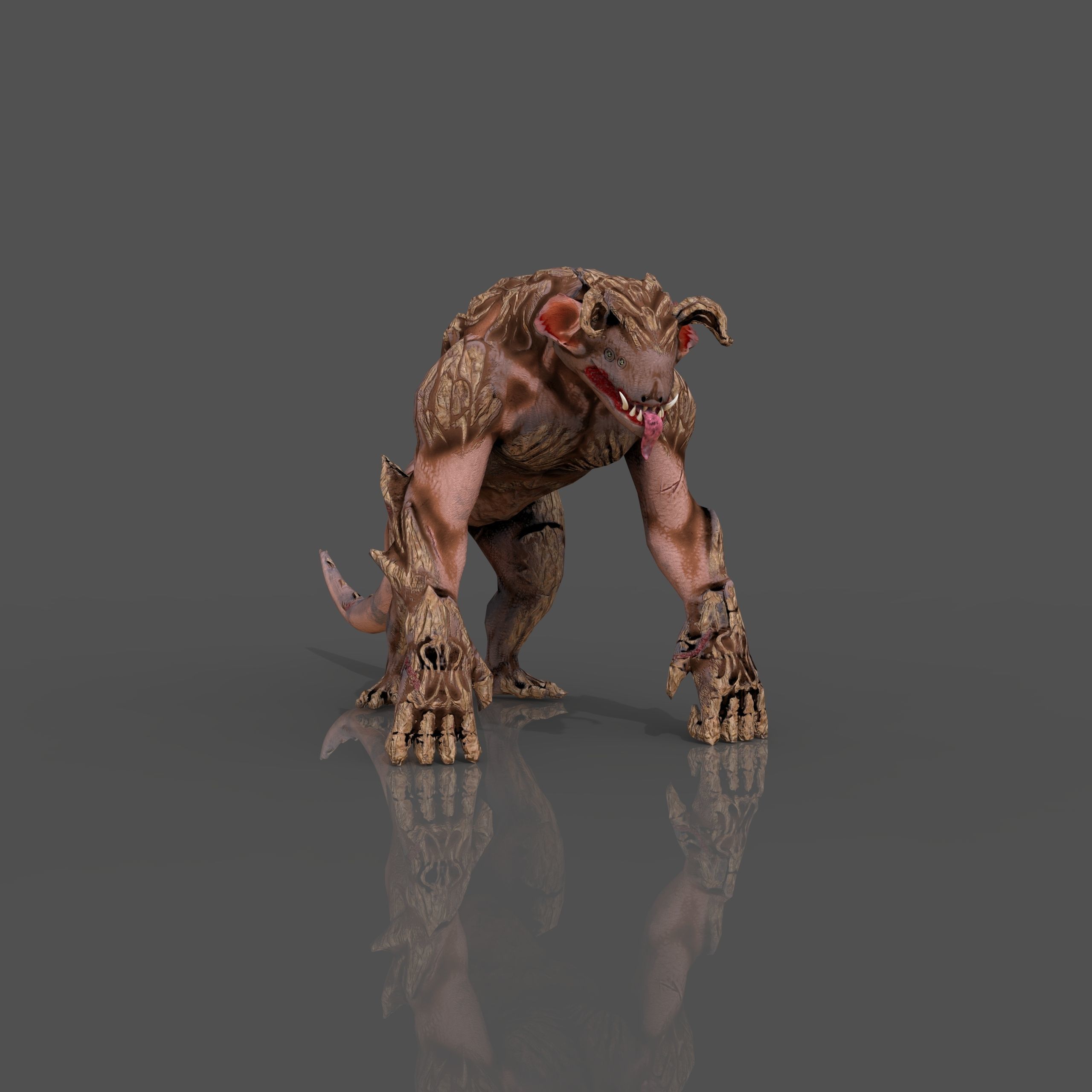 quadruped monster Low-poly 3D model_9