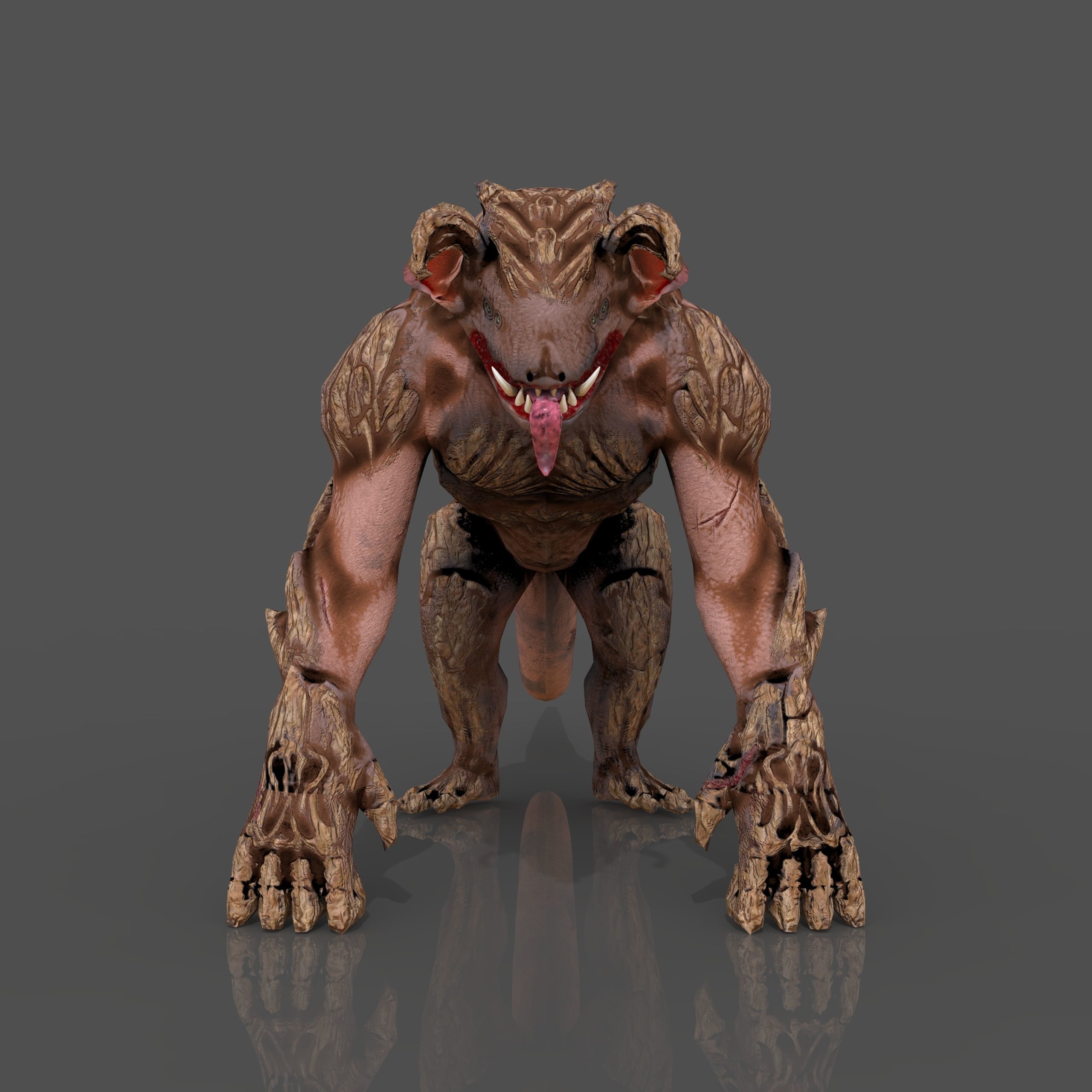 quadruped monster Low-poly 3D model_8