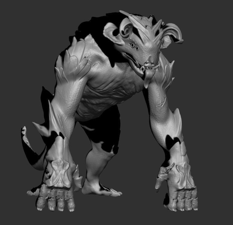 quadruped monster Low-poly 3D model_4