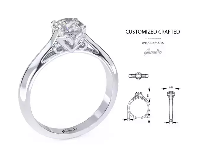 SOLITAIRE DIAMOND RING EMBRACE WITH HEART MOTIF bridal124