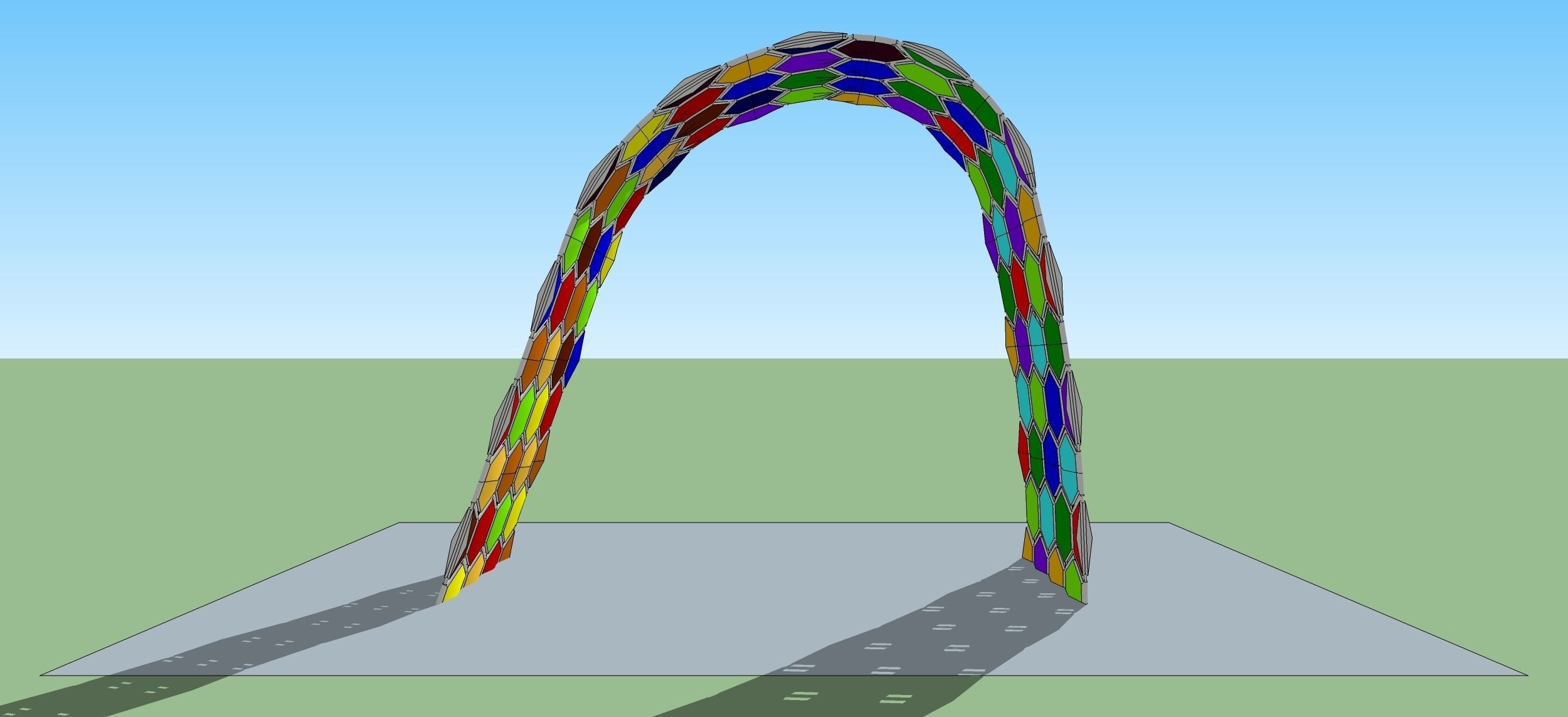 Hexagon arch pergola 3d sketchup modeling 3D model_3