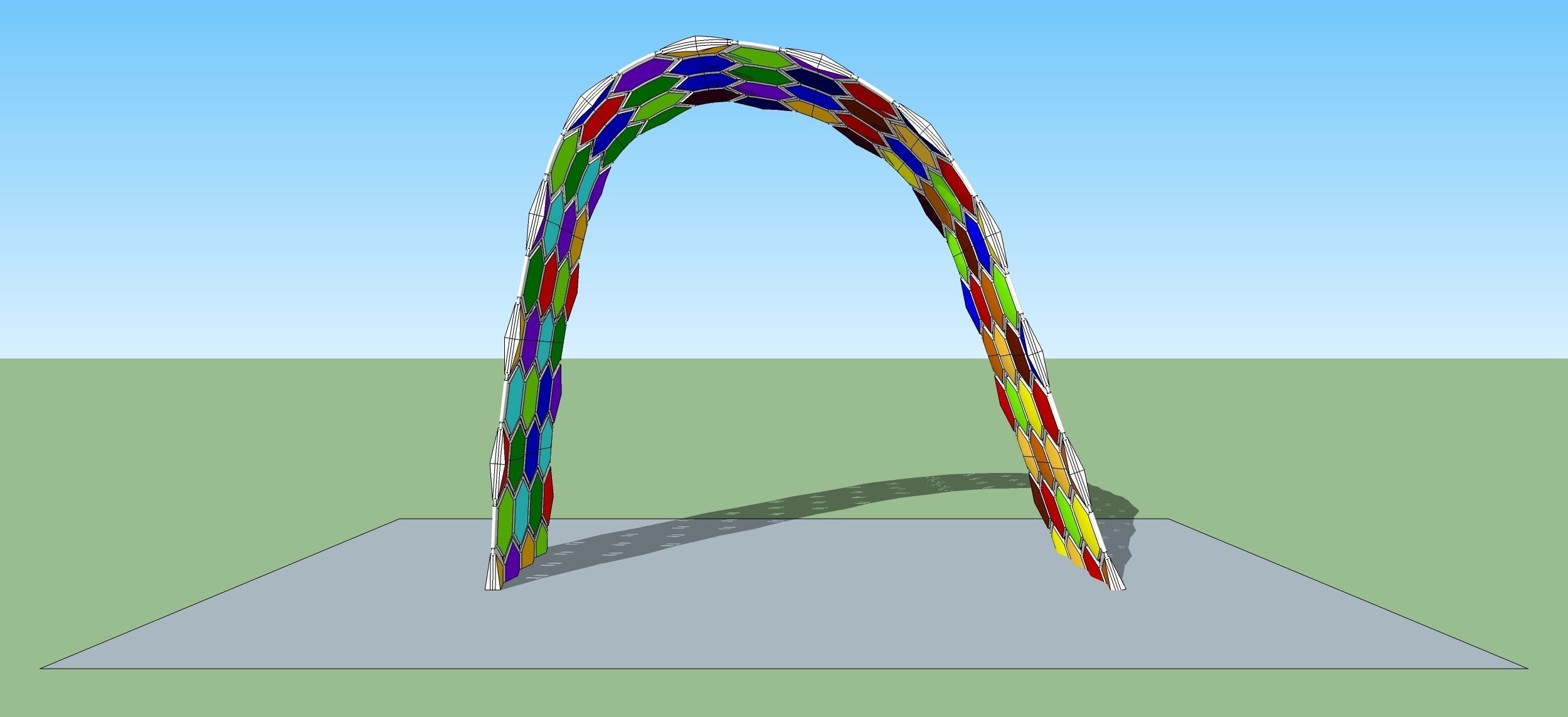 Hexagon arch pergola 3d sketchup modeling 3D model_1
