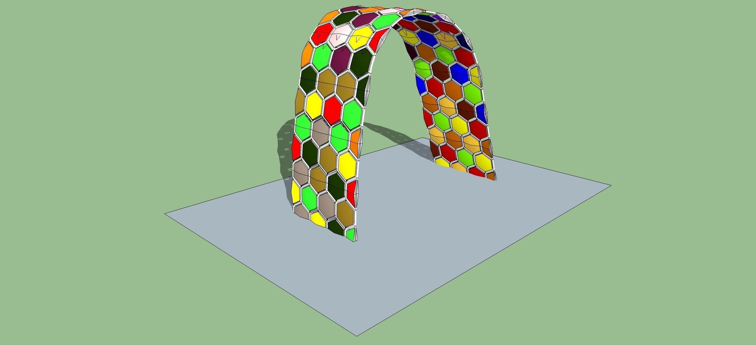 Hexagon arch pergola 3d sketchup modeling 3D model_5